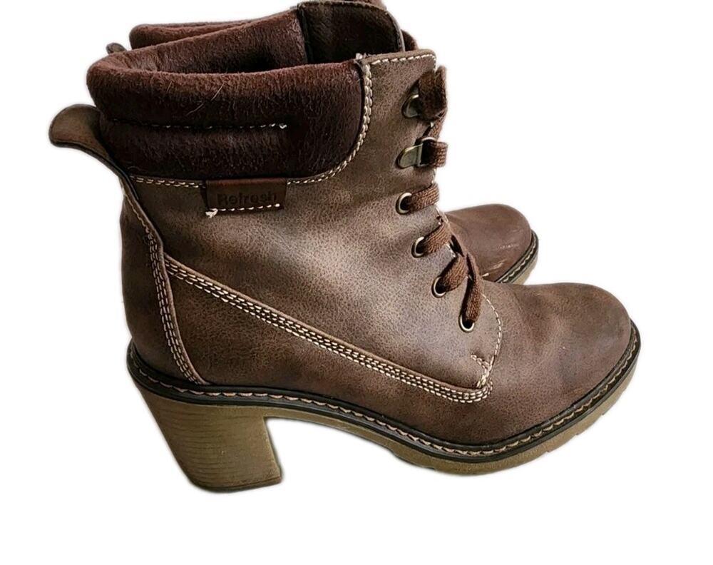 Steve Madden Heel Boots Rock It Brown Leather Women 9.5 Boho Hippie Y2k Festival